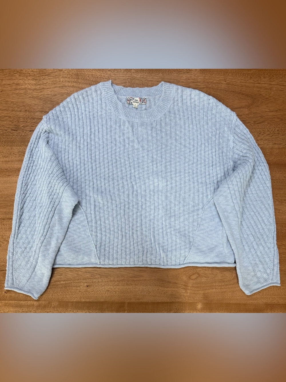 Pink Republic - Women’s Knit Sweater w/ Crew Neckline | Light Blue | Size XL
